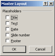 Master Layout Dialog box