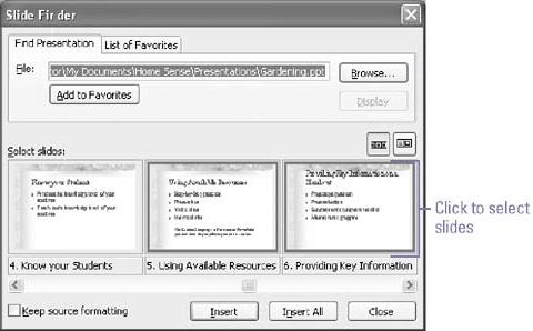 Insert Slides Using the Slide Finder