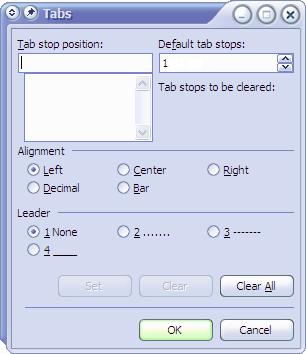 Tabs Dialog Box