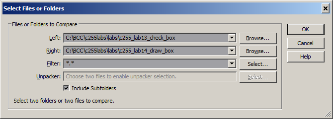 WinMerge open dialog