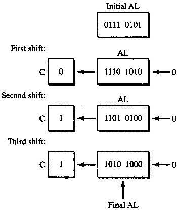 Execution of SHL AL, CL